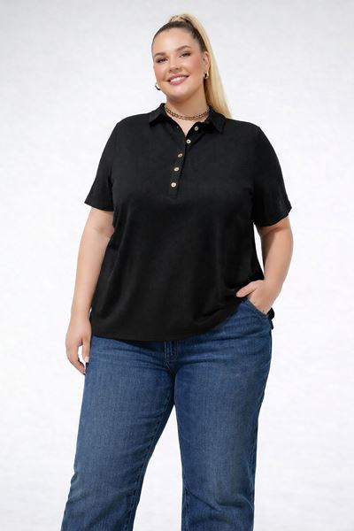 Picture of CURVY GIRL BLACK HIGH QUALITY COTTON POLO SHIRT